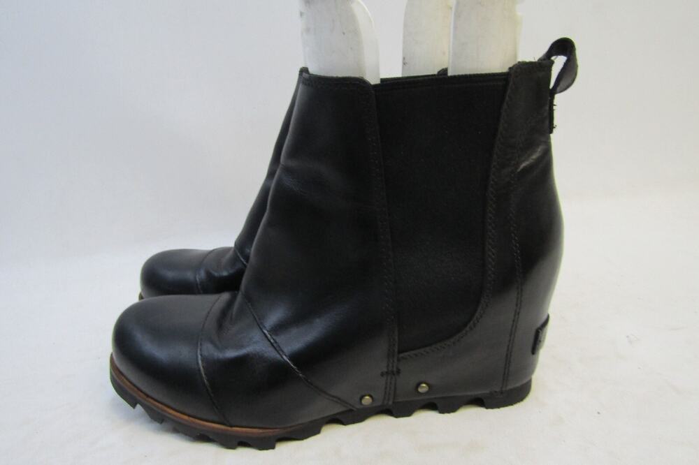 Sorel Womens Size 9 Black Leather Ankle Fashion Boots Bootie